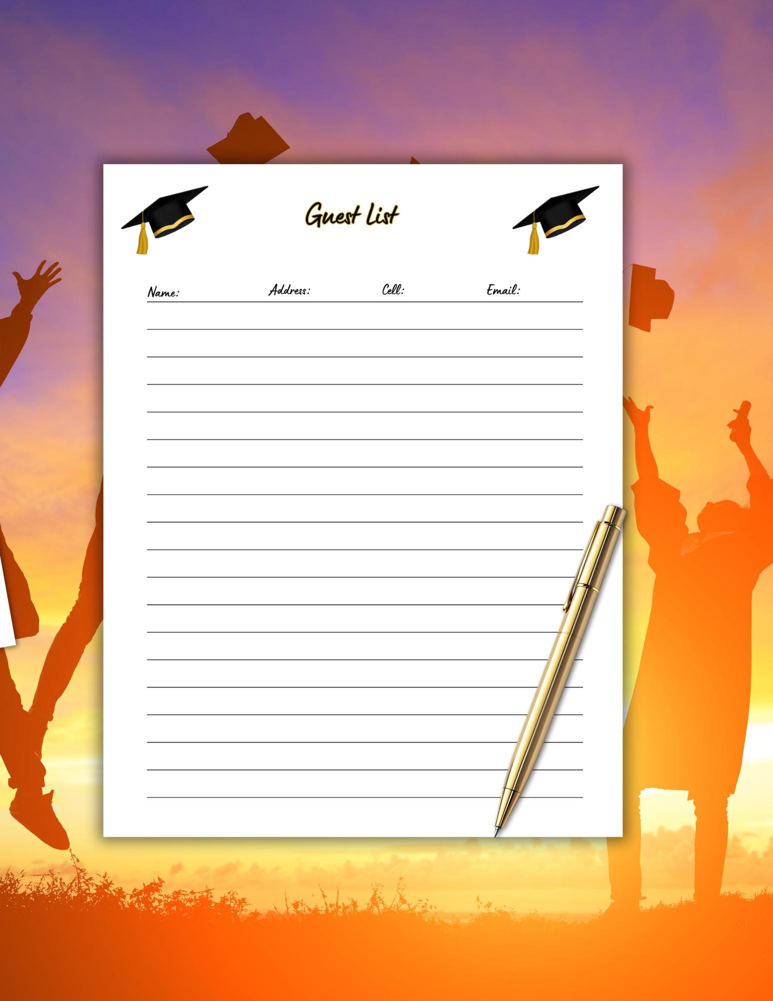 Grad List Graduation Party Planner, Grad Party Planner,guest List, Gift Tracker ...