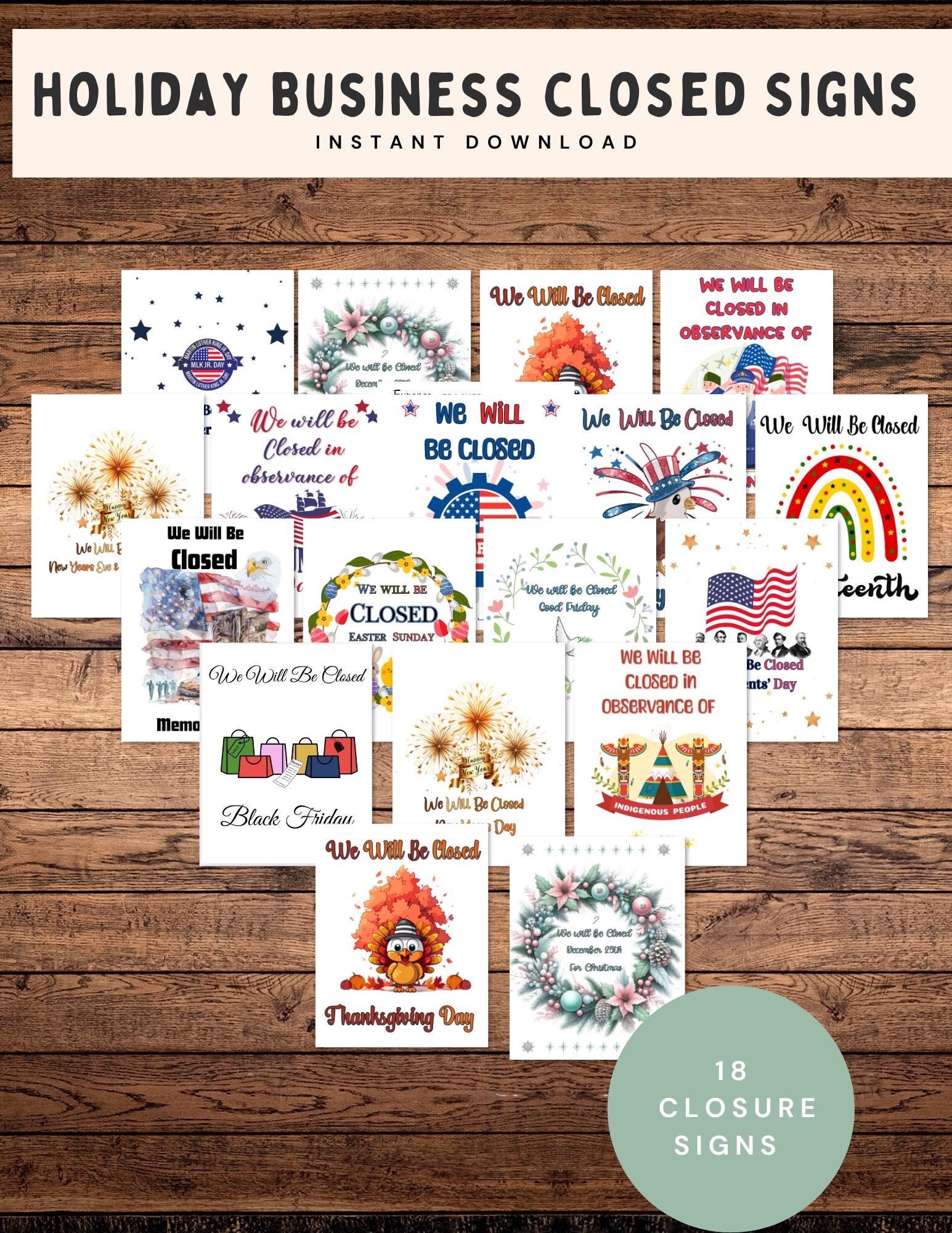 Holiday Closure Signs for Business,holiday Hours Sign for Businesses ...