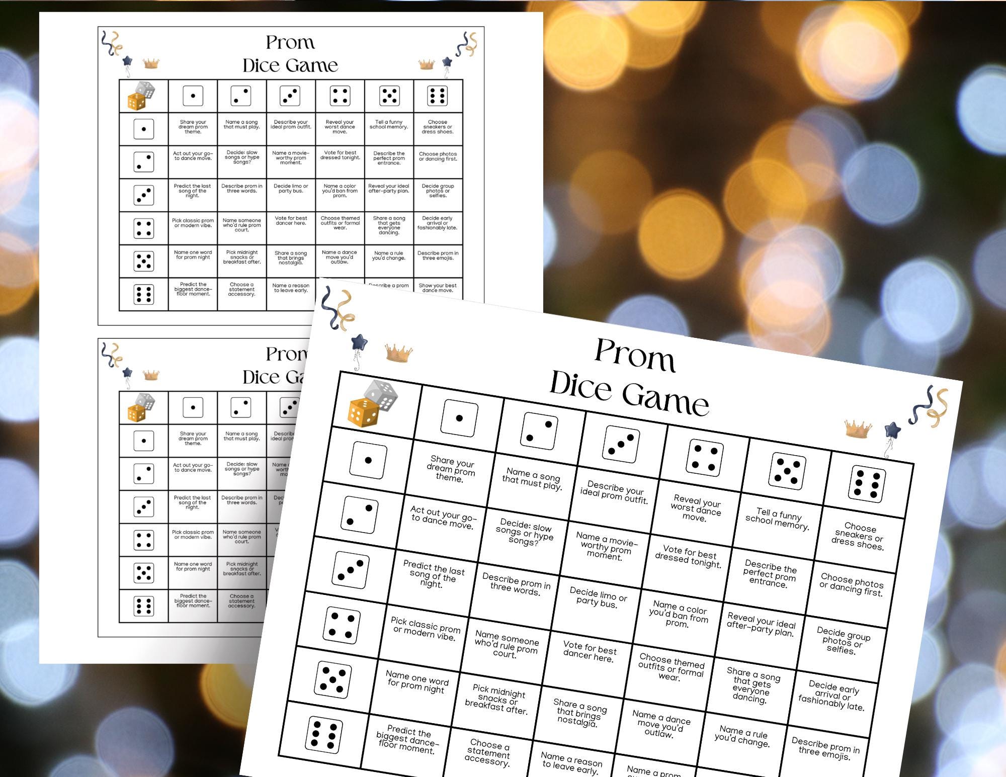 Games For Prom Prom Dice Game, Prom-themed Party Game, Funny Prom Night Group ...