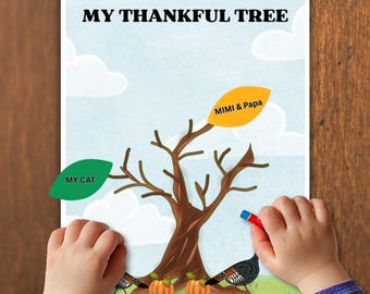 Manualidad del Árbol de la Gratitud para el Día de Acción de Gracias: Actividad de gratitud para niños, Manualidad con temática de Acción de Gracias para niños, Árbol de la gratitud para el aula