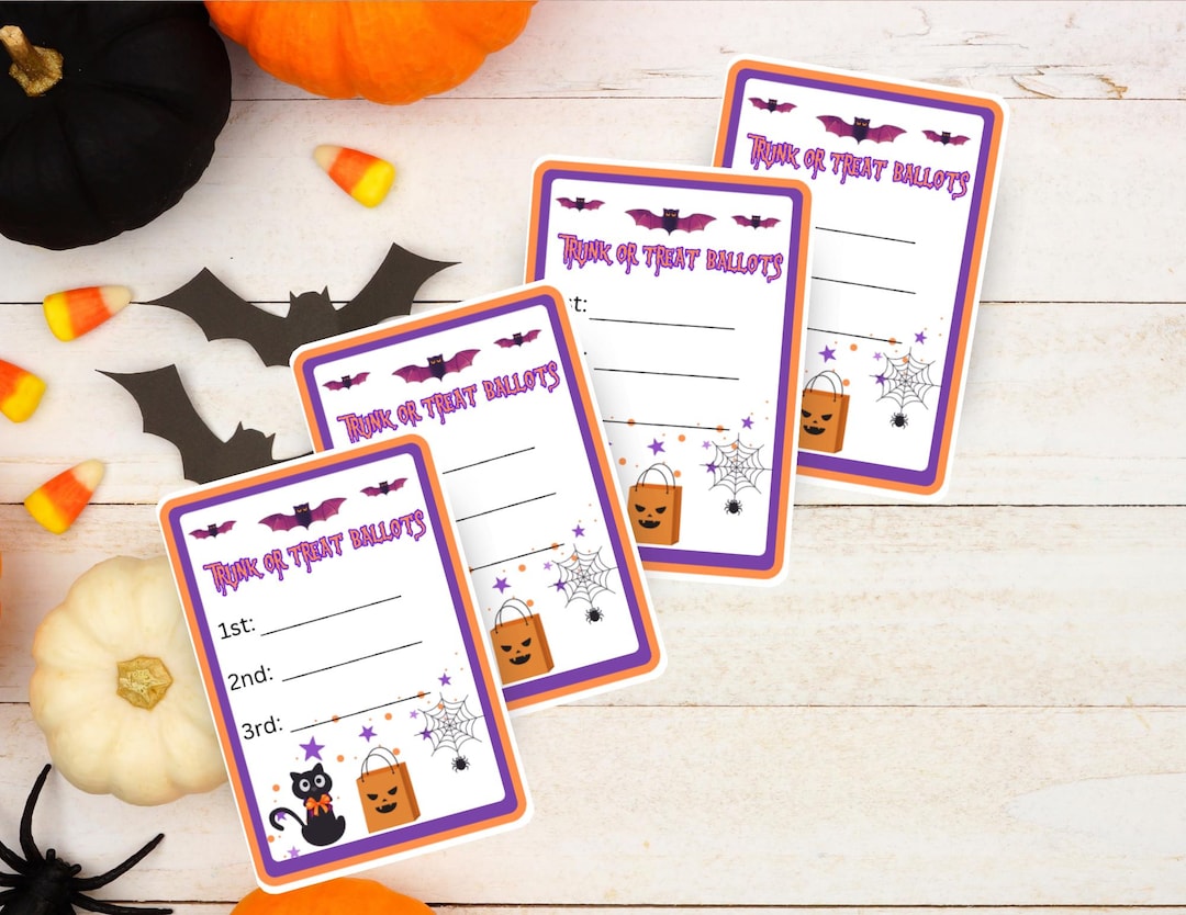 Halloween Trunk or Treat Voting Ballots,printable Ballot Cards ...