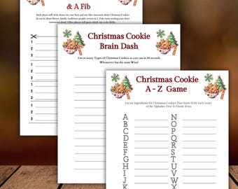 Pack de jeux de biscuits de Noël, jeux de société imprimables sur le thème des biscuits de Noël, activité d'échange de biscuits, amusement de fête au bureau, jeux de société de biscuits de Noël