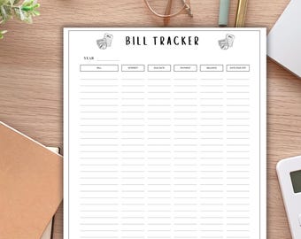Printable Bill Payment Tracker, Minimalist Budget Planner,Track Expenses, Pay Bills On Time, and Stay Financially Organized Every Month!