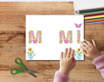 Mimi Handprint Art Craft: Keepsake Gift for grandparent, birthday gift handprint art craft printable from child, Preschool/daycare activity