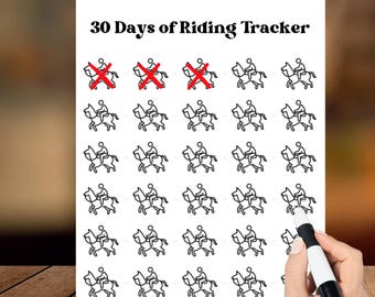 Registro de paseos ecuestres, Registro de paseos ecuestres de 30 días, Registro de paseos ecuestres (PDF), Libro imprimible de paseos a caballo, Registro de entrenamiento, Paseos a caballo