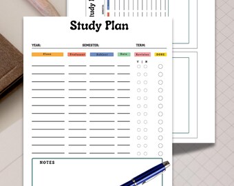 Exam & Study Planner Printable: Academic Organizer for Students,Exam Prep Planners,Exam Study sheet, student Organization,study plan