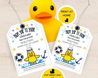 Editable Cruise Duck Tags: Printable DIY Ducking Game Cards (PDF Download), Cruise ship duck game tags, causing duck tags