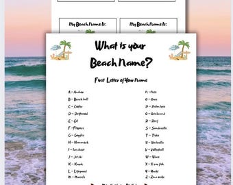 Jogo de nomes de praia: quebra-gelo para festa com etiquetas de nome para impressão, jogo de nomes para férias na praia, jogo de festa de verão, jogo de festa com tema de praia