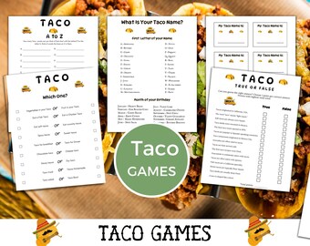 Taco Fiesta Party Spiele im Bundle: Druckbare Aktivitäten, Taco-Partyspiele, Taco-Spielpaket, Fiesta-Partyspiele