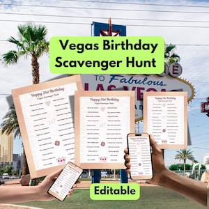 Las Vegas 21st Birthday Scavenger Hunt Game (Printable PDF)