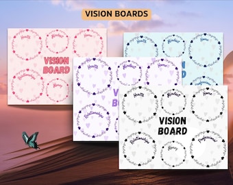 Printable Vision Board Kit, Wellness-Planer, Ziele-Setting, Digital & Printable Vision Board Bundle - Gesetz der Anziehung und Selbst-Wachstum