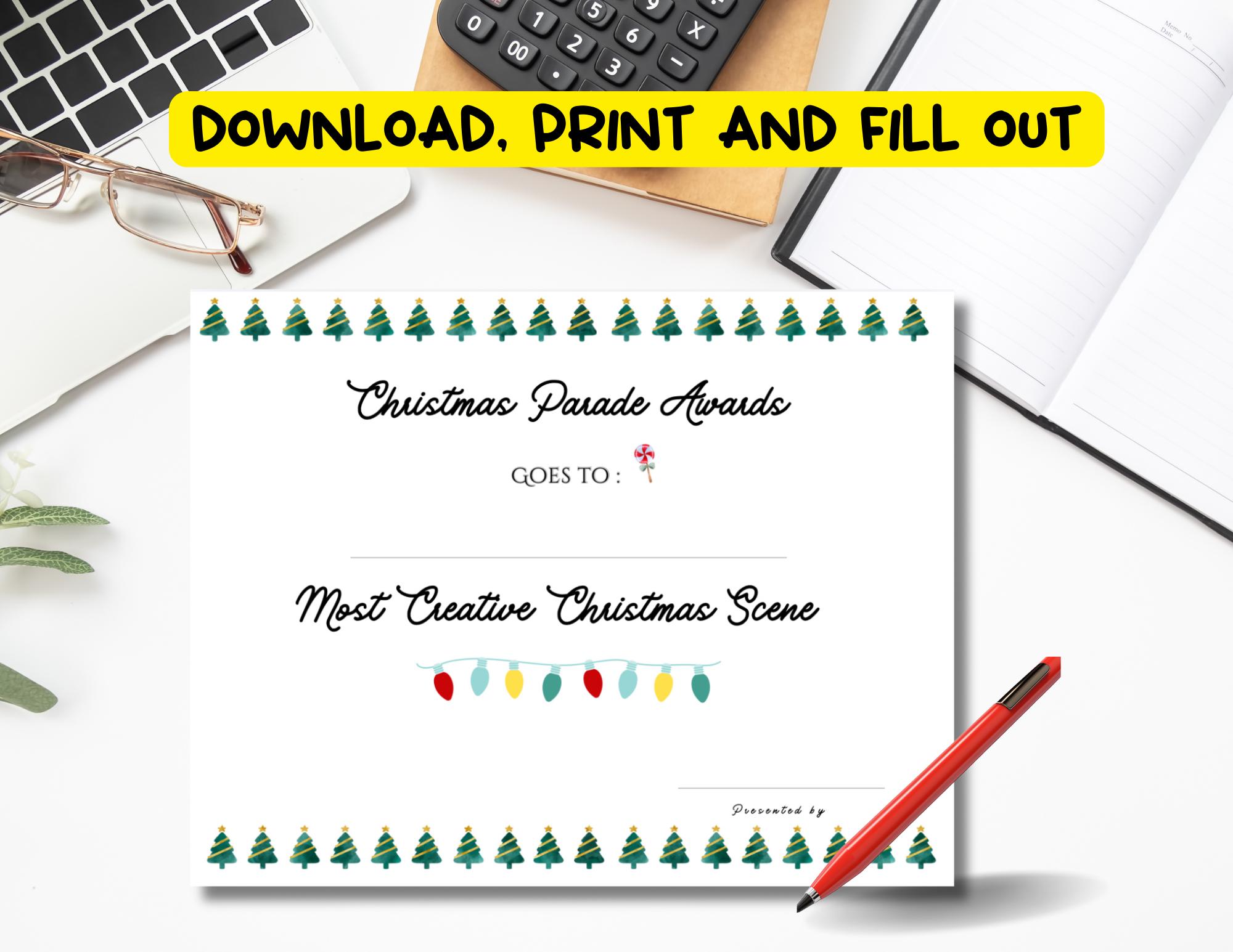 Christmas Parade Award Certificates Bundle,printable Trophies ...