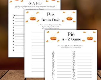Pie Party Games Pack, Pie Themed Activities,Pie day  Icebreaker Games, Pie Celebration Printables, Pie Party Game,Thanksgiving pie game