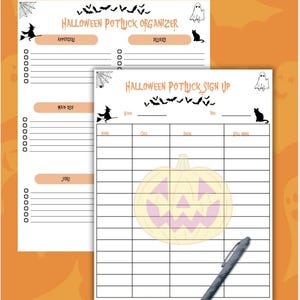 Halloween Potluck Sign-Up Sheet,Printable Food List & Menu, Halloween party meal, Halloween office potluck, Halloween party food list