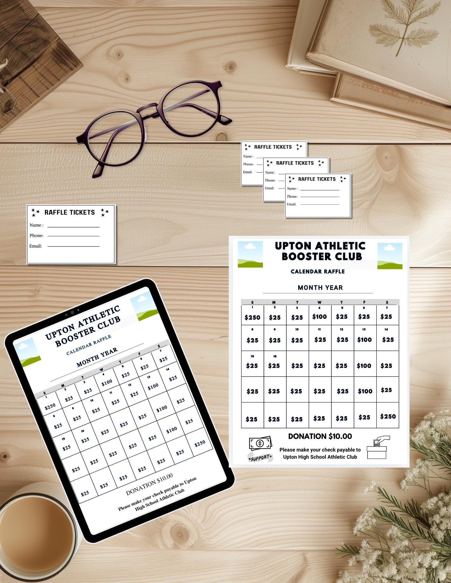 Printable Cash Calendar Raffle,editable Canva Template, Club Raffle ...