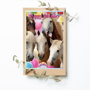 Carte d'anniversaire cheval/poney, carte de voeux équestre de joyeux anniversaire cheval, anniversaire d'amoureux des chevaux, cadeau d'anniversaire des amoureux des chevaux, cheval