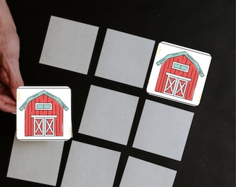 Farm Matching Game for Preschoolers,Printable Farm theme Memory Card Game,Printable Farm Matching Game,  Educational Barnyard Activity