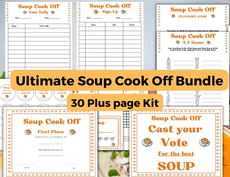 Soup Cook-off Kit,printable Contest Bundle,soup Cook-off Contest Kit ...
