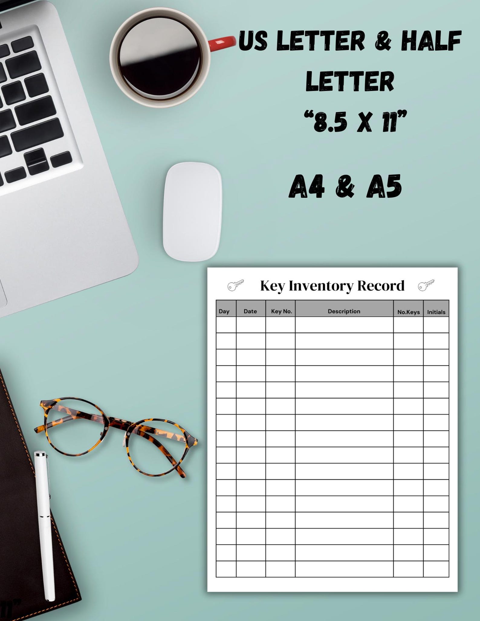 Printable Key Inventory Sheet,master Key List,key Catalog, Key ...