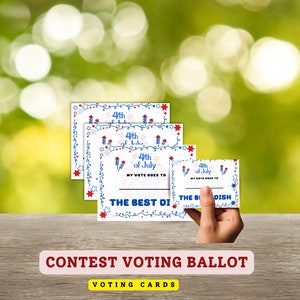 Druckbare Wahlkarten für das beste Gericht am 4. Juli, Wahlkarten für das Gericht am 4. Juli, Wahlzettel, Wahlkarten für den 4. Juli