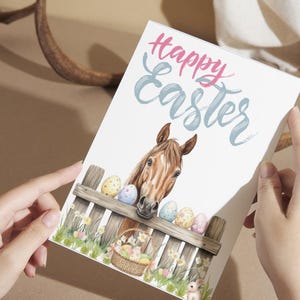 Ostern Karte Pferd, Osterkarte Pferd, Osterkarte Pferde, Osterkarte Pferde, Osterkarte Pony auf dem Bauernhof, Osterkarte Pferdeliebhaber