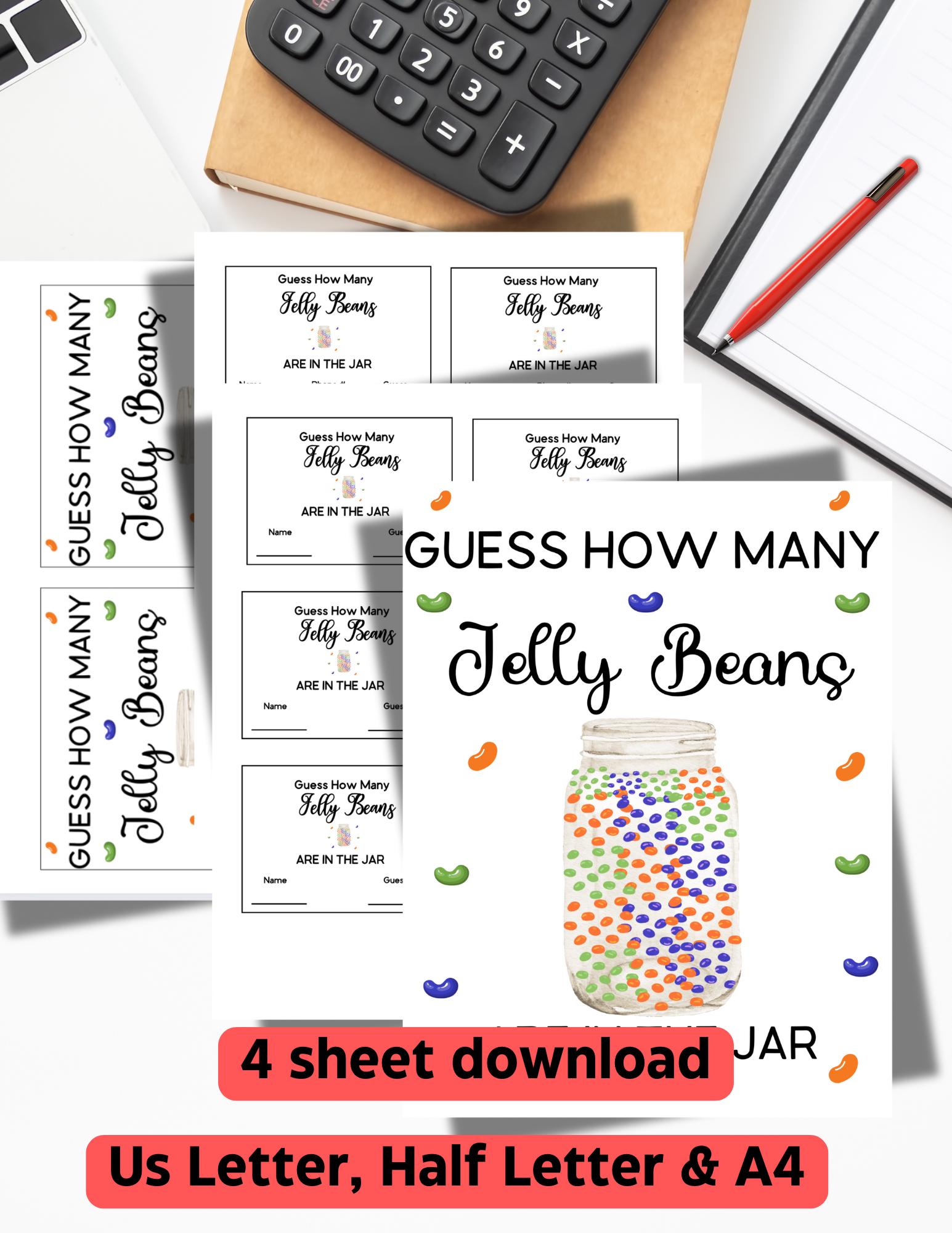 Guess How Many Jelly Beans in the Jar, Jelly Bean Game/raffle,printable ...