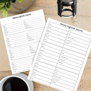 Printable Notary Log Book,Notary Journal,Notary Log Book Template Set,2 Journal Pages for Record Keeping, Client Signatures,Notarial Acts