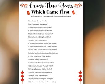 Lunar New Year Traditions Which Came First Game, Lunar New Year History Trivia Quiz,Festival Celebration Game, Printable Lunar New Year game
