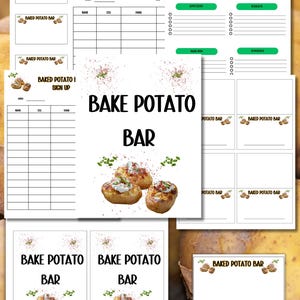 Baked Potato Bar Kit: Printable Potato party,Ultimate Baked Potato Bar,Toppings,  Setup for Parties & Events,Build Your Own Baked Potato Bar