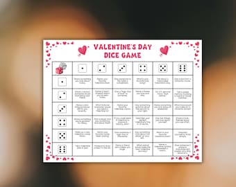 Valentine’s Day Dice Game,Printable Classroom Party Activity,Roll & Share Conversation Game,Valentine's Day ice breaker game,Valentine Game