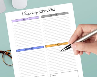 Cleaning Checklist: ADHD-Friendly Chore Planner (PDF Download), Fillable cleaning checklist, cleaning schedule, cleaning planner pages