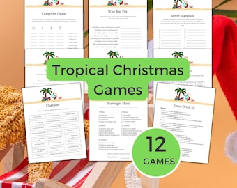 Tropische kerstspelbundel, strandkerstfeestspellen (pdf), Kerstmis in juli-spellen, tropische kerstspellen, kerst met strandthema