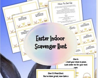 Easter Scavenger Hunt,Indoor Treasure Hunt Clues,Indoor Treasure Hunt For Kids, Kids Easter Scavenger Hunt, Treasure Hunt Easter Clues