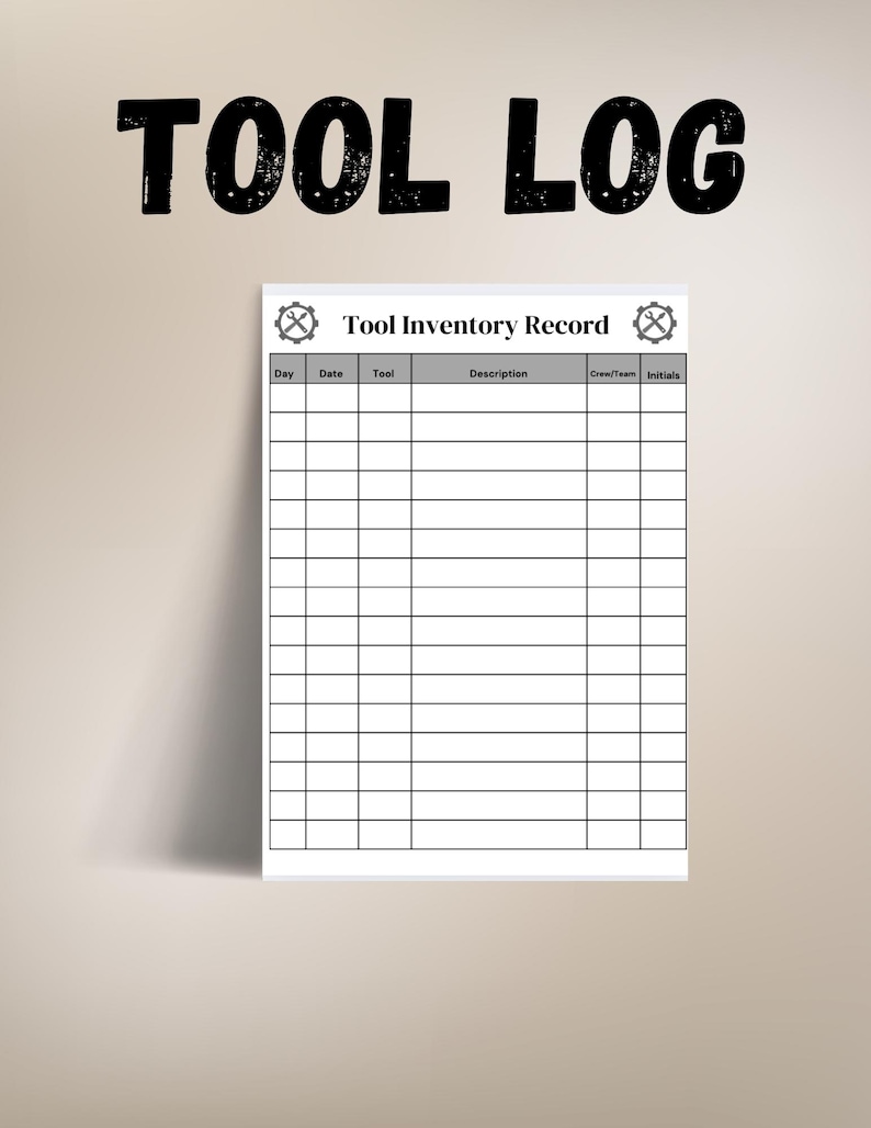 Tool/equipment Inventory Log,machinery Resource Tracker Sheet,personal ...