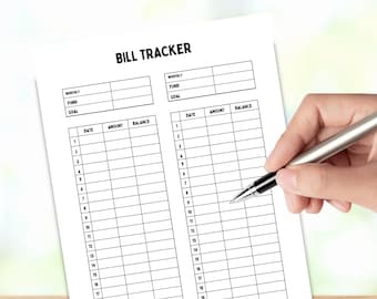 Bill Payment Tracker, Bill Organizer, Bill Due Planner, Monthly Bill Tracker, Weekly Budget Planner, Checklist, Printable Bill Tracker PDF
