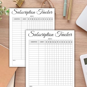 Printable Subscription Tracker, Master Subscription List,Subscription catalog management,Subscription registry/directory and database