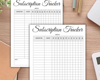 Printable Subscription Tracker, Master Subscription List,Subscription catalog management,Subscription registry/directory and database