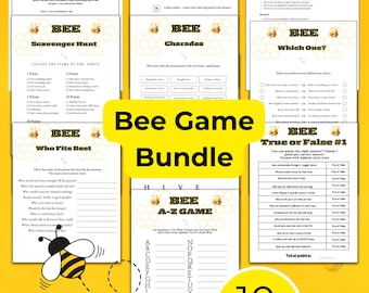 Paquete de juegos de abejas: actividades imprimibles para fiestas con temática de abejas, paquete de juegos para baby shower de abejas, juegos para baby shower de abejas, fiesta de cumpleaños de abejas