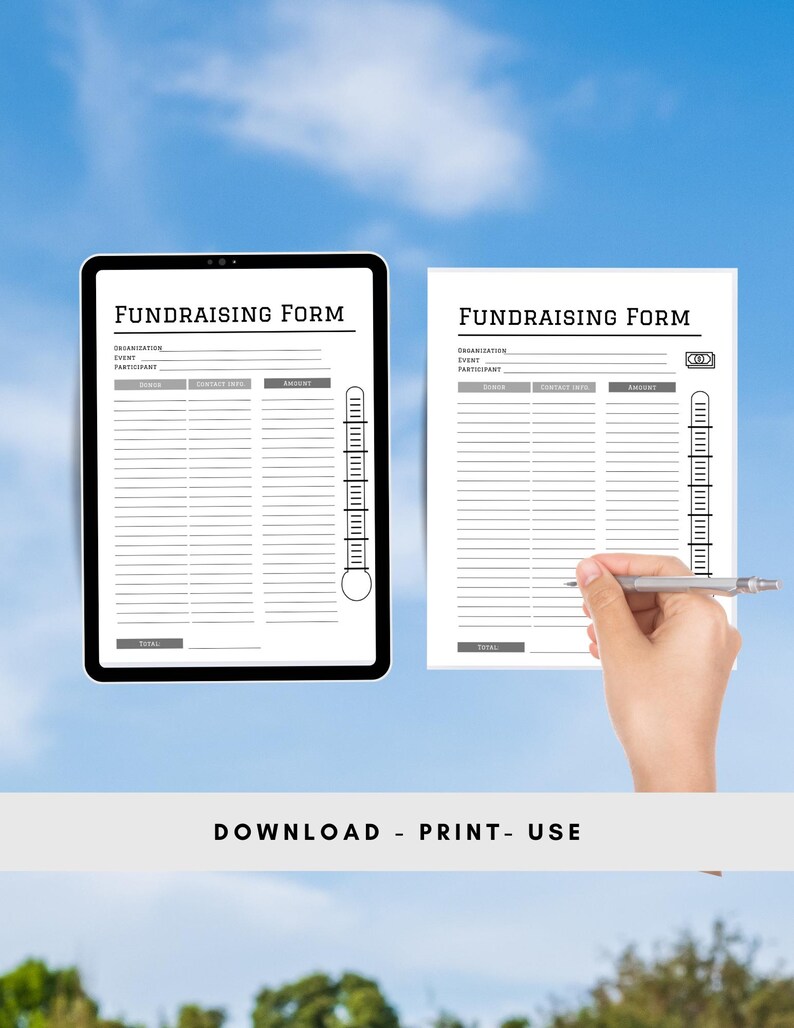 Fundraising Progress Guide Printable Fundraising Form Template: Editable Canva Pdf,fundraiser ...