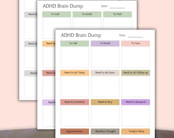 ADHD Brain Dump Planner,Brain Dump Planner Printable,Mental Clarity Worksheet,Mind Declutter Journal, Productivity Template,daily to do list