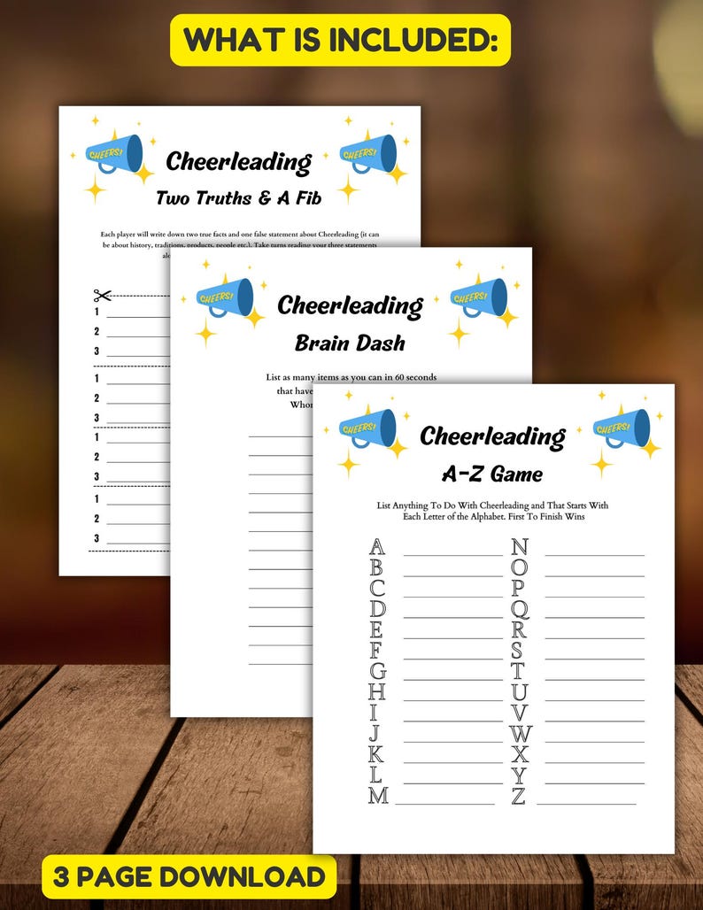 Cheerleading Party Games: Printable Cheer Activities,cheerleader Ice ...