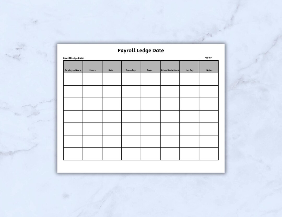 Payroll Ledger Template, Printable Payroll Records, Employee Timesheet ...