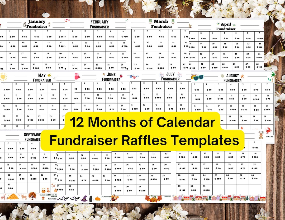 Wisconsin Calendar Raffle Cash Calendar Raffle,12 Month Fundraiser Template,cash Calendar ...