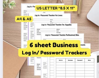 Business Account & Password Tracker Templates,Small Business Password Tracker – Printable Password Organizer for Secure Login Management