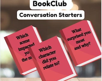 Gesprekskaarten boekenclub, printbare boekenclub discussieprompts, boekenclubspel, boeken-/leesclubactiviteiten, boekenclubactiviteit
