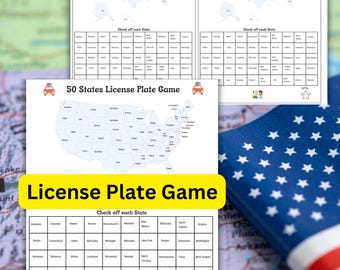 50 States License Plate Game,Road Trip Activity, License Plate Hunt,Kids Road Trip Game,Family vacation trip activity, License Plate Game