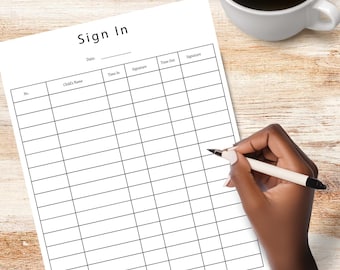 Printable Child Sign In Sign Out Sheet, Child Attendance Log, Student Attendance Log Template, Daily Sign-In Sheet, child attendance tracker