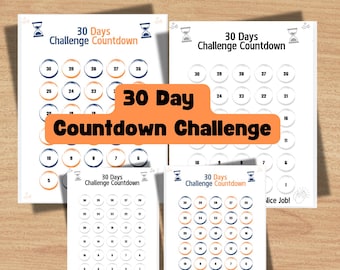 Desafio de 30 dias, Página de diário IMPRIMÍVEL, Escolha seu desafio, Jogo de 30 dias, Rastreador de desafios, Rastreador de hábitos de 30 dias para fitness, Desafio de economia