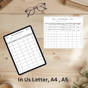 Fleet Roster Printable Fleet Vehicle Roster, Company Truck Tracker, Fleet Management ...