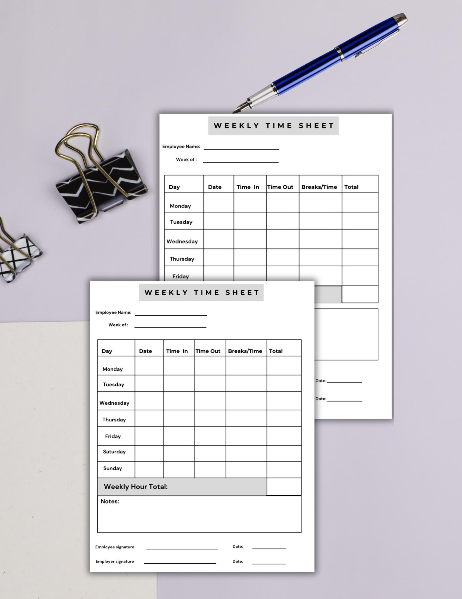 Timesheet Day Rocks Printable Employee Timesheet: 5 & 7 Day Workweek (pdf),simple Employee ...